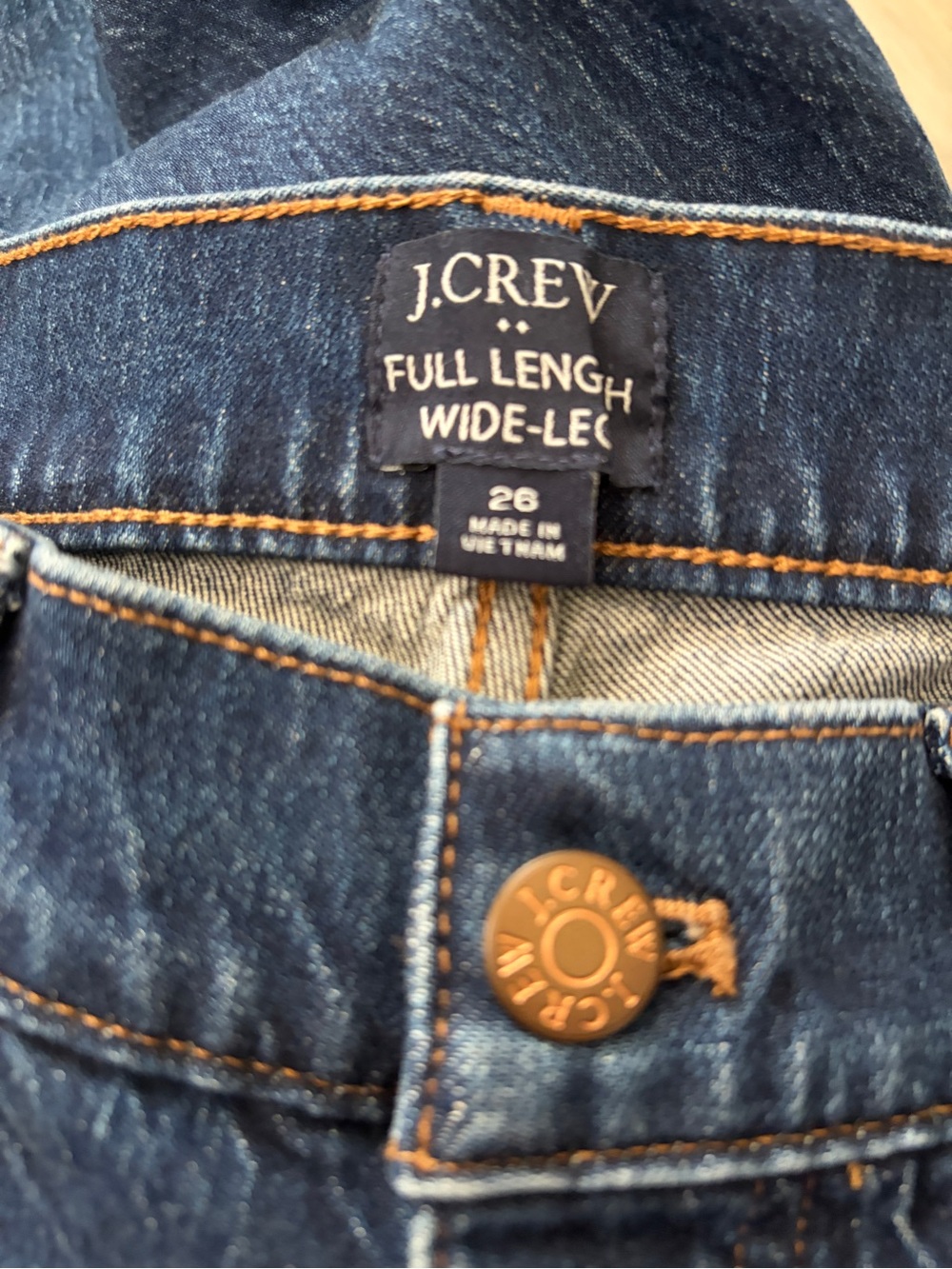 J. Crew Full Length Wide-Leg Jeans - Dark Blue Denim - Picture 6 of 8